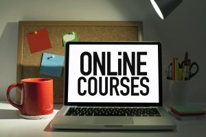Online Courses seen on a laptop screen