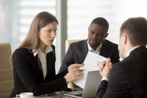 people with dispute talking to a lawyer