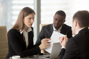 people with dispute talking to a lawyer